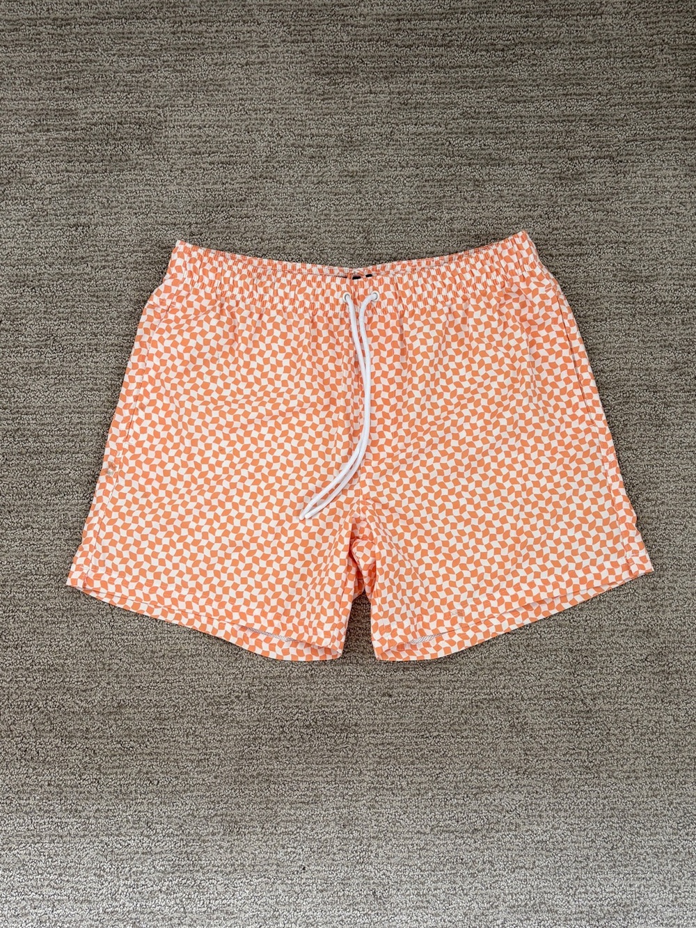 Cotton On Orange Geometric Swim Trunks with White Drawstring
